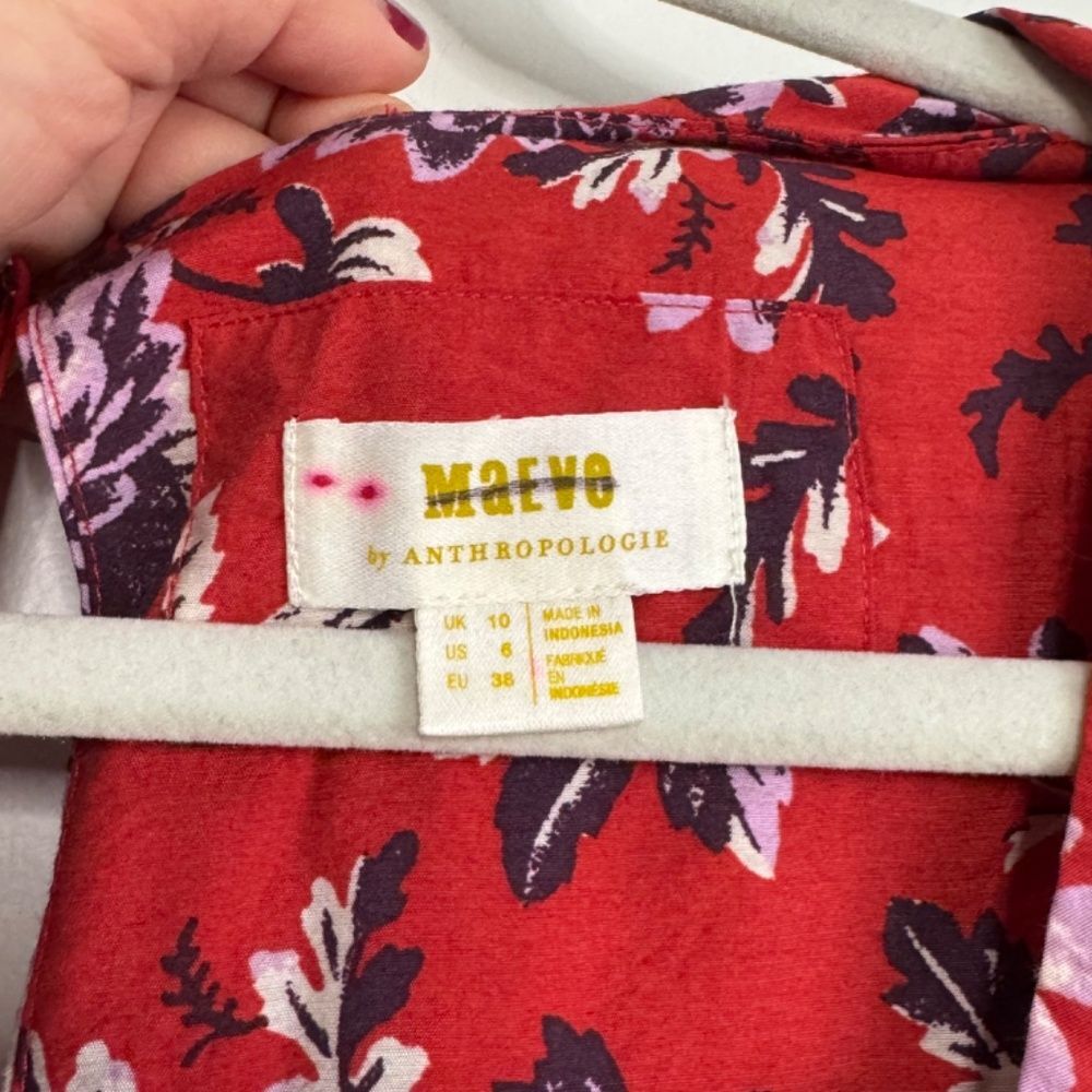 Anthropologie Maeve Puff-Sleeve Midi Dress - Red Floral | Size 6 - Picture 8 of 13